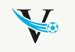 Logotipo de fútbol de letra v. símbolo del club de fútbol concepto de icono del equipo de fútbol vector