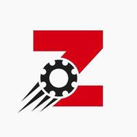 logotipo de la rueda dentada del engranaje de la letra z. icono industrial automotriz, logotipo de engranaje, símbolo de reparación de automóviles vector