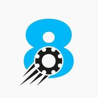 Letter 8 Gear Cogwheel Logo. Automotive Industrial Icon, Gear Logo, Car Repair Symbol vector