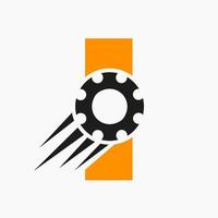 Letter I Gear Cogwheel Logo. Automotive Industrial Icon, Gear Logo, Car Repair Symbol vector