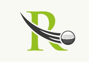 Letter R Golf Logo Design Template. Hockey Sport Academy Sign, Club Symbol vector