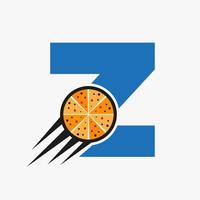 Initial Letter Z Restaurant Cafe Logo With Pizza Concept Vector Template