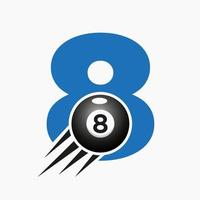 Letter 8 Billiards or Pool Logo Design For Billiard Room or 8 Ball Pool Club Symbol Vector Template