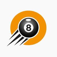 Letter O Billiards or Pool Logo Design For Billiard Room or 8 Ball Pool Club Symbol Vector Template