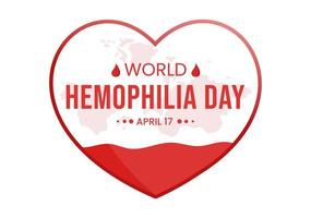 día mundial de la hemofilia el 17 de abril ilustración con sangre sangrante roja para banner web o página de inicio en plantillas planas dibujadas a mano de dibujos animados vector