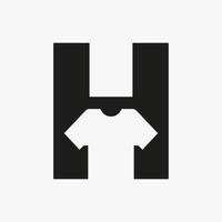 concepto de logotipo de letra h con plantilla de vector de camiseta para prendas de vestir y signo de moda de tela