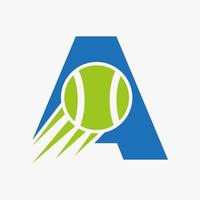 letra w concepto de logotipo de tenis con icono de pelota de tenis en movimiento. tenis deportes logotipo símbolo vector plantilla