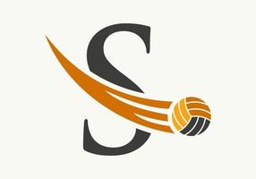 Letter S Volleyball Logo Design Sign. Volleyball Sports Logotype Symbol Vector Template