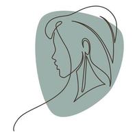 Elegant woman portrait continuous minimalist line vector