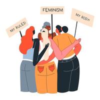 Feminism and feminist movement, freedom and rights vector