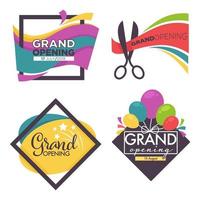 Ribbon and scissors balloons and confetti grand opening isolated icons vecto vector