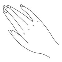 Colorless hand with fingers and nails, line art vector