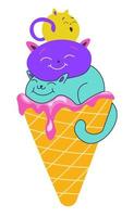 Ice cream with decorative figures of cats on top vector