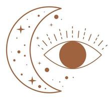 Mystic and magical symbols, moon and eye vector