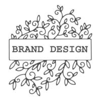 Brand design colorless floral decoration label vector