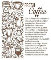 Fresh coffee beverages, cafe or restaurant vector