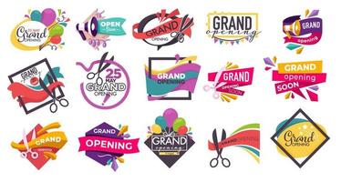 Grand opening cutting scissors and ribbons banner vector