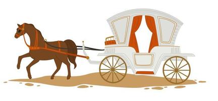 Horse pulling luxurious carriage vintage transport vector