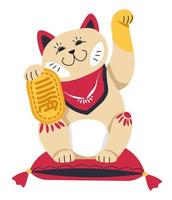 estatua figurativa de gato saludando japonés o chino vector