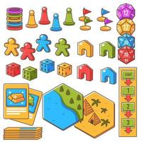 juego de mesa, figuras con dados y cartas de juego vector