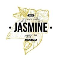 Jasmine premium quality organic tea retro label vector