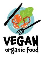 Vegan organic food, plate with vegetables vector