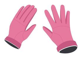 Pink gloves for women, rubber mittens for cleaning vector