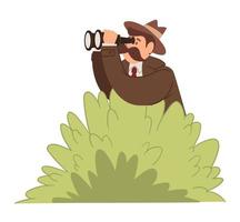 Detective or agent watching with binoculars vector