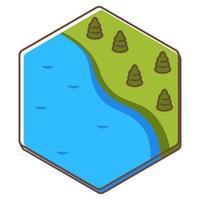 Board game card with location of river and woods vector