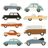 Retro and modern cars, automobile vehicles vector