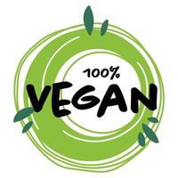 vegano 100 por ciento, vector de etiqueta de producto vegetariano