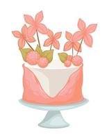 Cake with white chocolate and pink cream vector