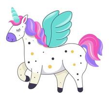 unicornio con cuerno o pegaso con vector de alas