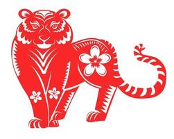 zodiaco chino y signo del horóscopo, gran tigre rojo vector