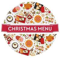 Christmas menu food for celebrating xmas holidays vector