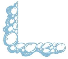 Foamy water with bubble, left bottom corner frame vector