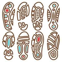 Footprints of boots, dirty bootprints and shoeprints vector