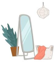 Changing room with full length mirror and cloth vector