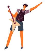 Musician playing electric guitar, professional performer live music vector