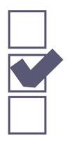 Check mark with boxes and tick, done list vector