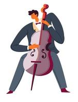 Violoncello player, classic music performer, cello instrument vector