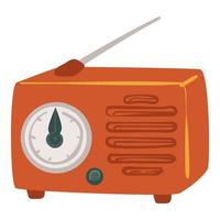 Vintage radio with antenna, screen with frequency vector