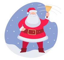 Santa Claus ringing bell, Christmas holidays xmas vector