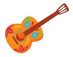Mexican acoustic guitar with ornaments and decor vector