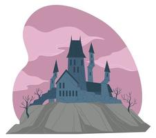 Gloomy medieval castle or fortress with towers vector
