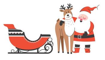 Santa Claus hugging reindeer, Christmas characters