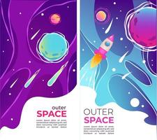 exploración del espacio exterior y del universo, carteles con texto vector