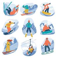 Extreme winter sports and activities in wintertime vector