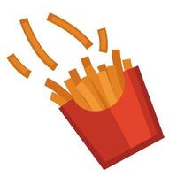 French fries in package, potato sticks fast food vector