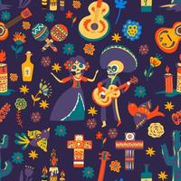 Day of the dead, Mexican holidays celebration seamless pattern vector